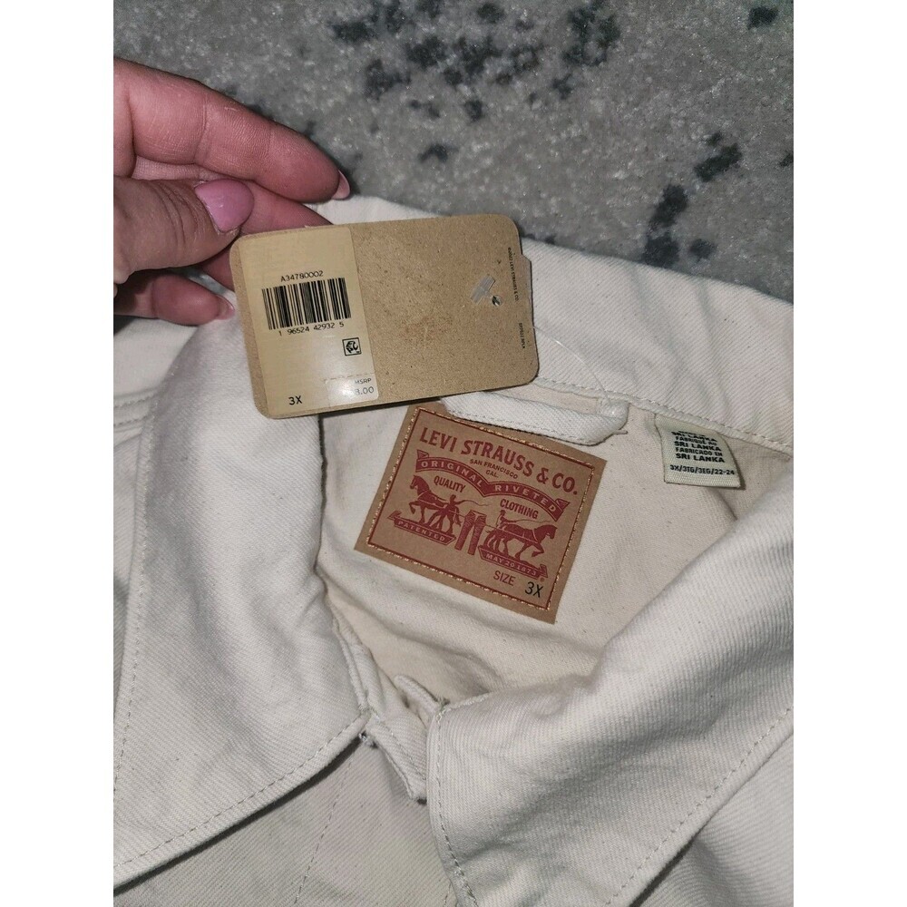 NEW Levis Jacket 3XL White Cream Baggy Trucker Type 3 III Denim Classic Coat - Picture 5 of 7